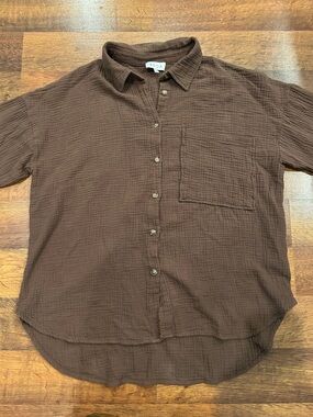 ACOA Gauze Long Sleeve Button Down Women’s Medium Large Lightweight 100% Cotton